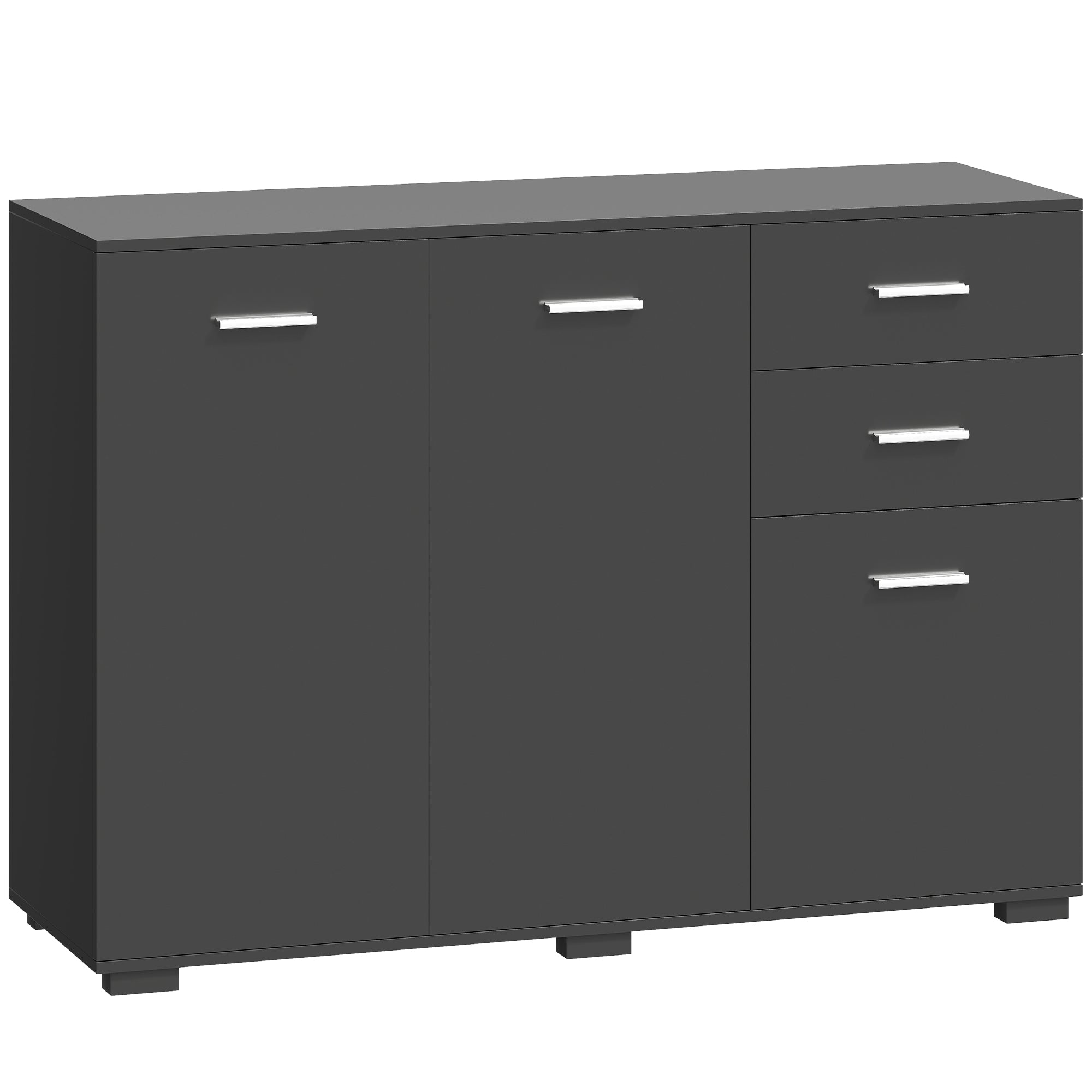 HOMCOM Sideboard, Modern Storage Cabinet with 2 Drawers, 3 Doors and Adjustable Shelves, Black 