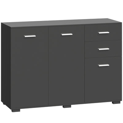 HOMCOM Sideboard, Modern Storage Cabinet with 2 Drawers, 3 Doors and Adjustable Shelves, Black 