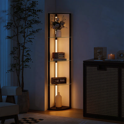 HOMCOM LED Floor Lamp with Shelves, Dimmable Standing Lamp with Foot Switch for Living Room, Bedroom, Black 