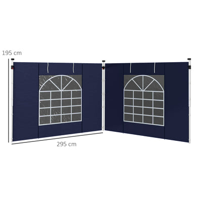 Outsunny Set of Two 195 x 295cm Replacement Gazebo Side Walls - Blue 