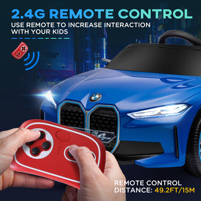 HOMCOM BMW i4 Licensed 12V Kids Electric Ride-On Car, Blue 