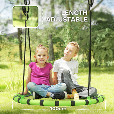 AIYAPLAY 100 cm Diameter Kid Nest Swing Seat with Height Adjustable Ropes for Outdoor Indoor, Black 