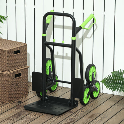 DURHAND Six-Wheel Folding  Sack Barrow Trolley - Black/Green 