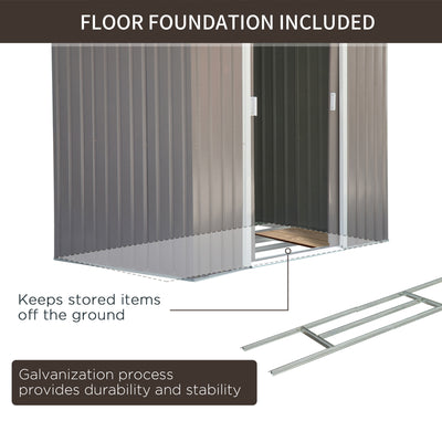 Outsunny 7ft x 4ft Lockable Garden Metal Storage Shed Storage Roofed Tool Metal Shed w/ Air Vents Steel Grey 