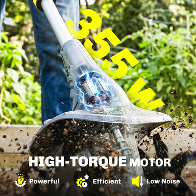 Outsunny Cordless Tiller, 18V Electric Garden Rotavator with 2 x 4000mAh Batteries, Charger, 20cm Tilling Width & 18cm Depth 