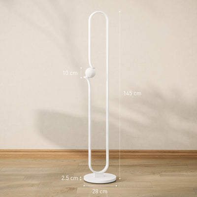 HOMCOM LED Floor Lamp, Dimmable Floor Standing Lamp with Glass Night Light, Foot Switch for Living Room, Bedroom, Office, White 