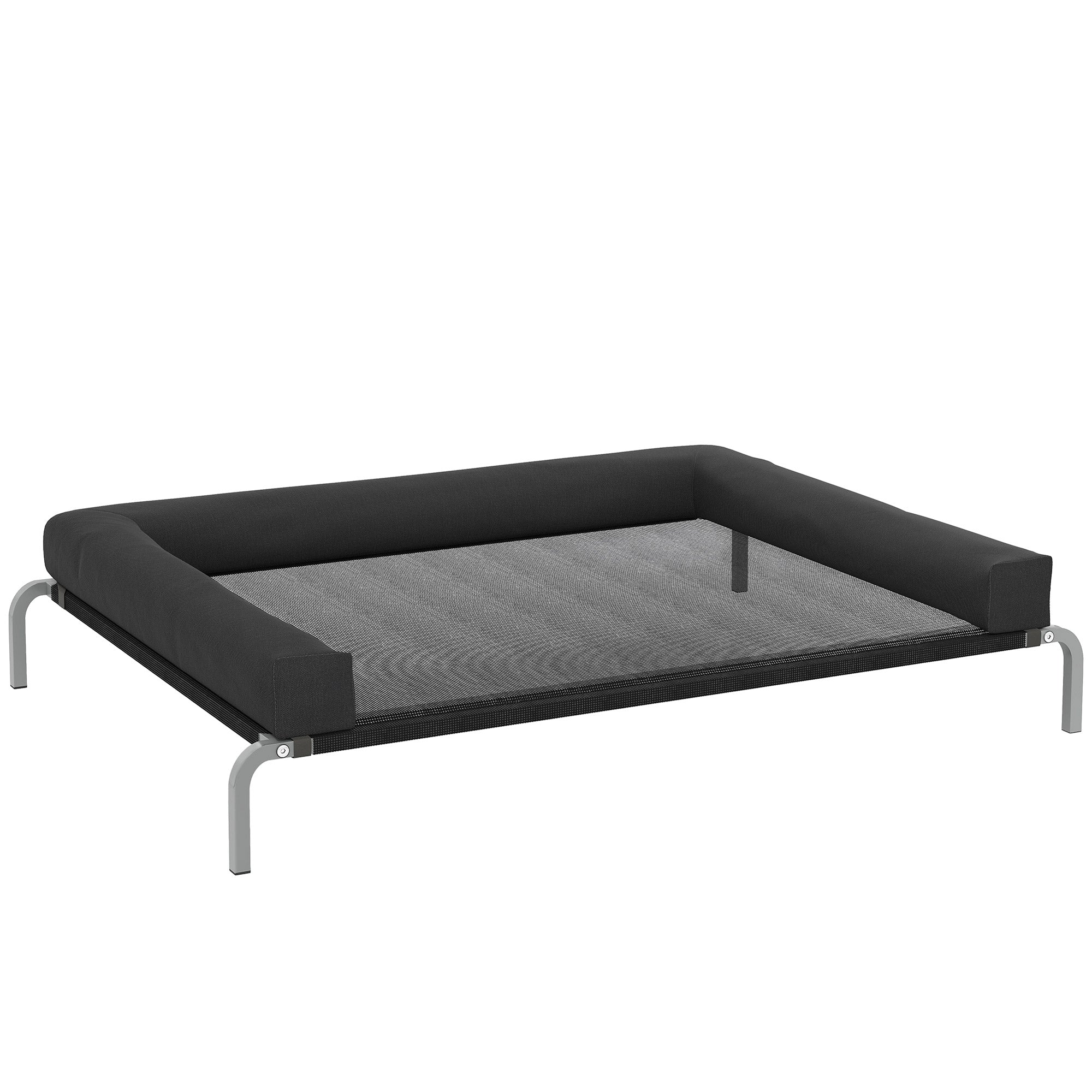 PawHut Elevated Dog Bed with Removable Bolsters, Raised Dog Bed for Large Breeds, Portable Indoor & Outdoor Pet Cots, Black 