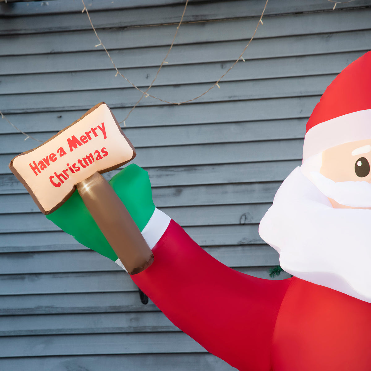 Outsunny 8ft Inflatable Christmas Santa Claus Holds Light Sign of Blessings, Blow-Up Outdoor LED Yard Display for Lawn Garden Party 