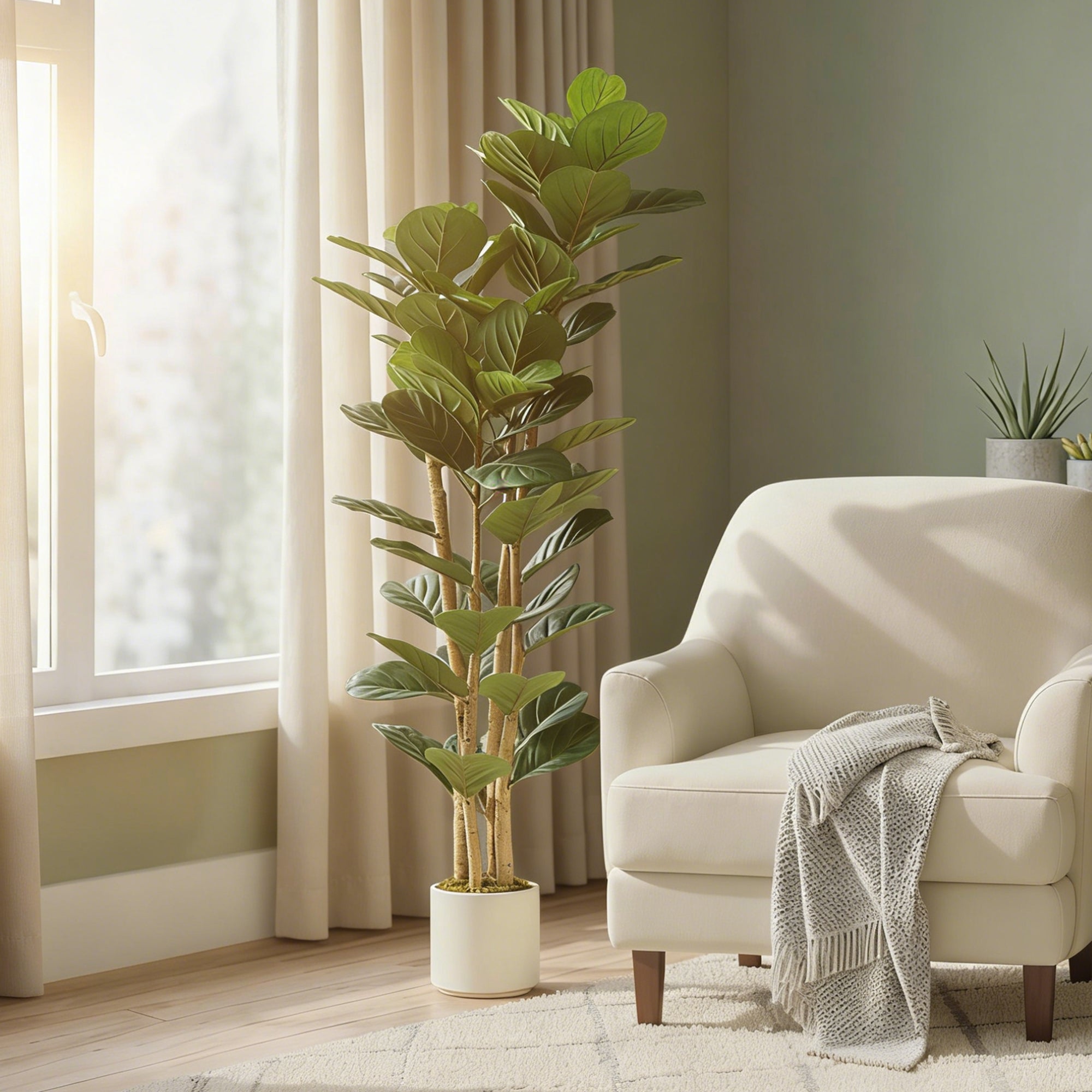 HOMCOM 150cm Artificial Fiddle Leaf Fig Tree - Green 