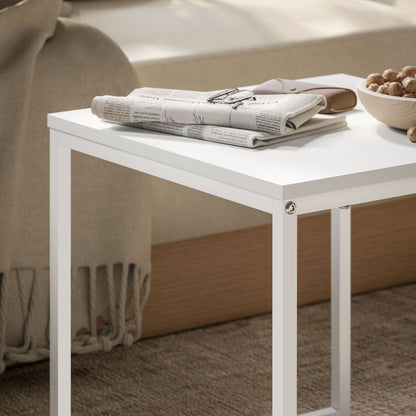 HOMCOM Set of Two Boxy Nesting Tables - White/Wood-Effect 