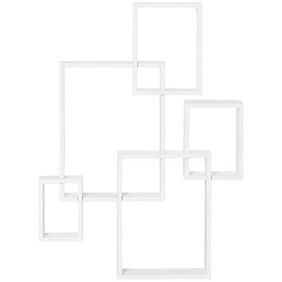 HOMCOM Floating Shelves, Wall Mounted Interlocking Cube Shelves, Display Wall Shelf for Living Room, Bedroom, Hallways, White 
