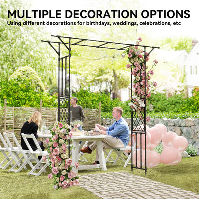 Outsunny Garden Arch, PE-Coated Steel Arbour Trellis for Climbing Plants, Rose Arch, 180 x 40 x 215 cm, Black 