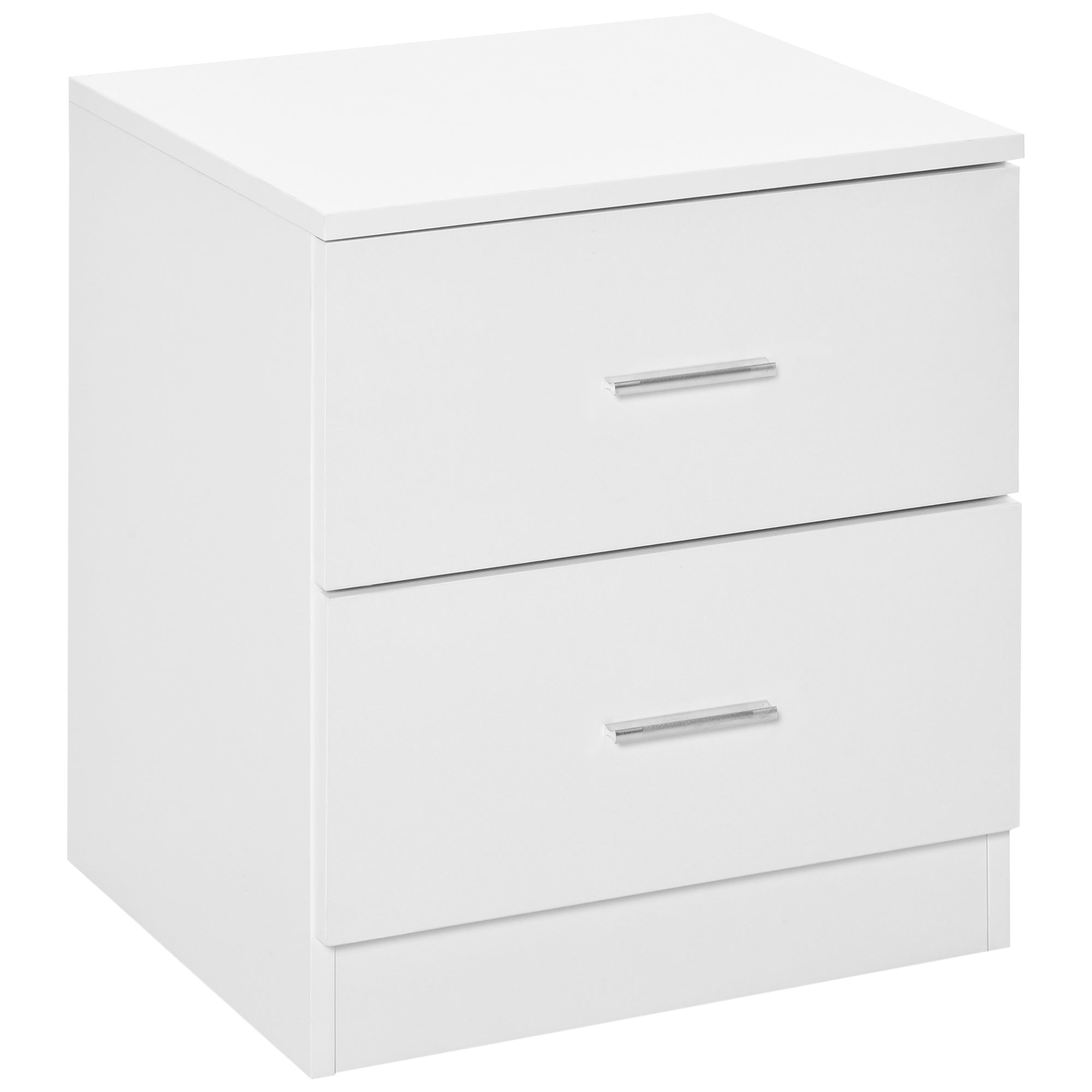 HOMCOM Bedside Table with 2 Drawers, Modern Nightstand, Cabinet Drawers Side Storage Unit for Bedroom, Living Room 