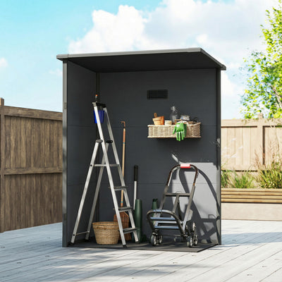 Outsunny 5' x 3' Garden Shed with Floor, Outdoor Storage Shed with Lockable Door, Window and Vent, Dark Grey 