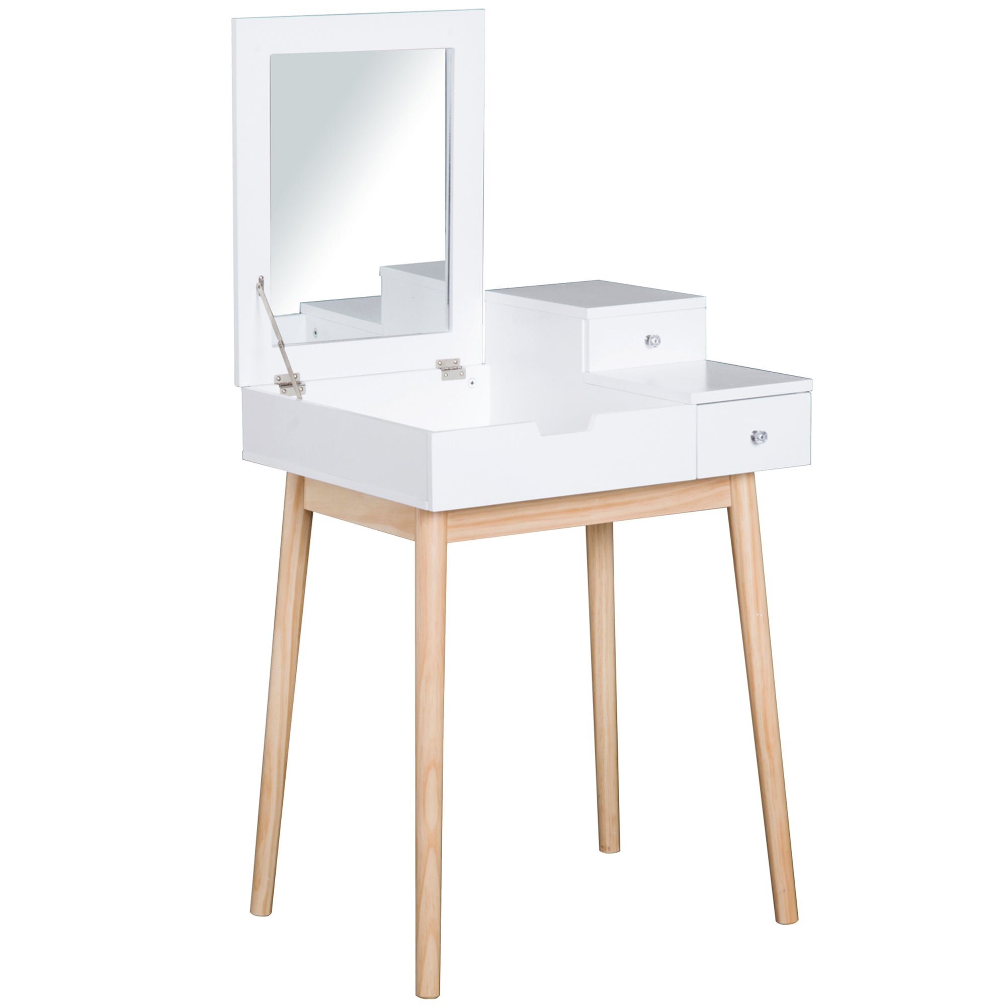 HOMCOM Dressing Table with Flip-up Mirror, Makeup Desk with 2 Drawers, Vanity Table Writing Desk for Bedroom Living Room, White 