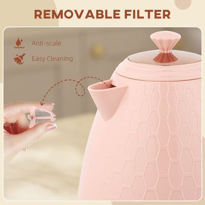HOMCOM 3kW Rapid Boil Honeycomb Kettle - Light Pink 