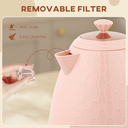 HOMCOM 3kW Rapid Boil Honeycomb Kettle - Light Pink