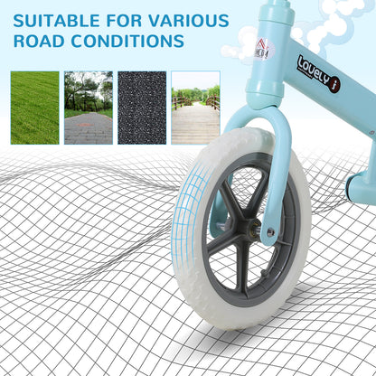 HOMCOM 12" Kids Balance Bike No Pedal Bicycle EVA Tire Adjustable Seat Toddler Training Bike W/ Shock Absorber 2 - 5 Years Gift for Boys Girls Blue 