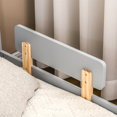ZONEKIZ 3PCs Kids Furniture Bedroom Set with Bed, Toy Box Bench, Storage Unit with Baskets, Star and Moon Patterns, for 3-6 Years Old Boys Girls, Grey 