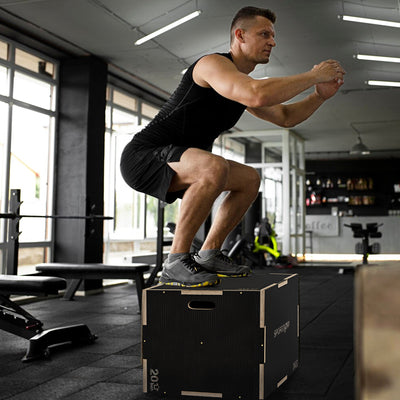 SPORTNOW Multi-Faceted Jump Box, Wooden Step Up Box, for Home, Gym, Exercise, 51/61/76cm- Black 