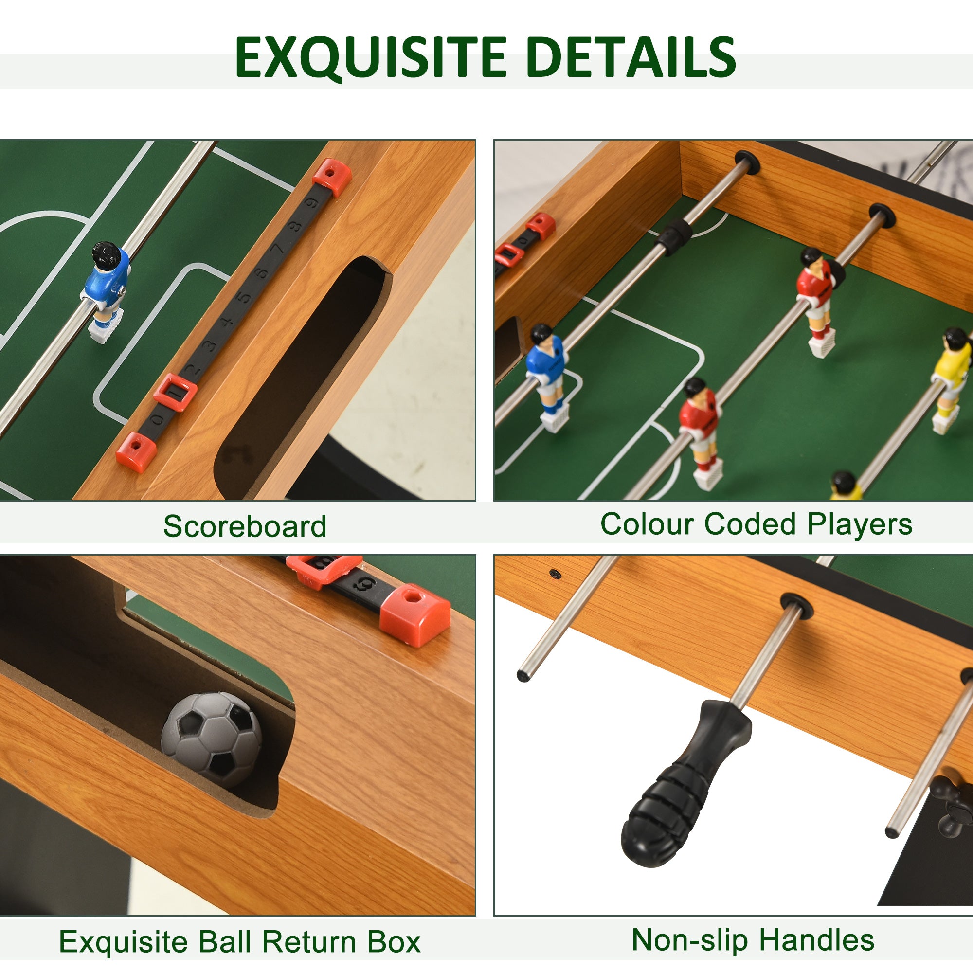 HOMCOM Folding Football Gaming Table Mini Foosball Soccer Table for Family Fun Indoor Play Sports 