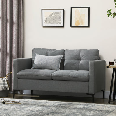 HOMCOM Two-Seater Sofa, with Steel Legs - Grey 