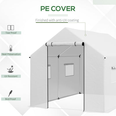 Outsunny Polyethylene Walk-in Polytunnel Greenhouse, 2 x 3(m), White 