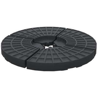 Outsunny 4 PCs 70KG Portable Round Parasol Base Umbrella Cross Stand Weights Holder Sand or Water Filled Outdoor Garden Patio 