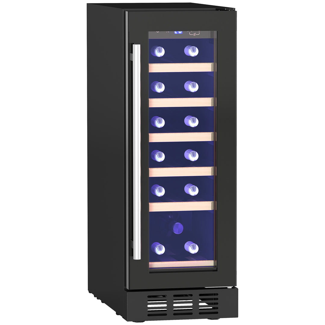HOMCOM 19 Bottle 5-18℃ Wooden Rack Wine Fridge - Black 