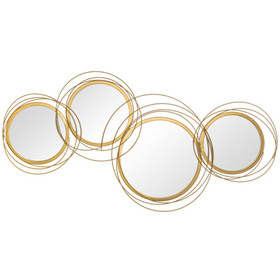 HOMCOM Metal Wall Art Modern Decorative Mirror Decor Hanging Home Wall Sculptures for Living Room Bedroom Dining Room, Gold 