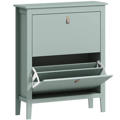 HOMCOM Modern Two-Drawer Shoe Cabinet - Green 