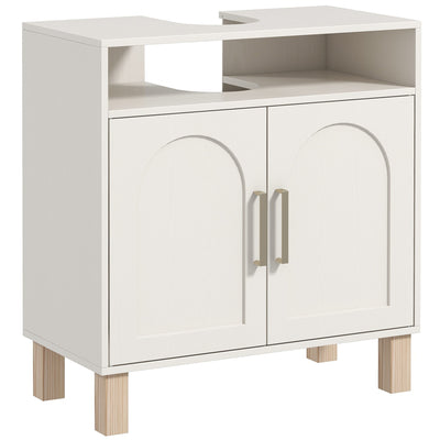 HOMCOM Under Sink Cabinet for Basin without Pedestal - Cream White 