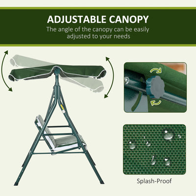 Outsunny 3-Seat Swing Chair Garden Swing Seat with Adjustable Canopy for Patio, Green 