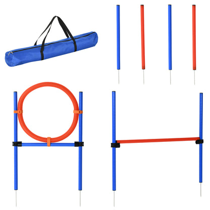 PawHut Pet Agility Training Equipment Dog Play Run Jump Obedience Training Set Adjustable (Pole + Hoop + Hurdle) 