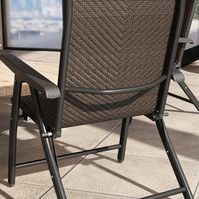 Outsunny Set of Four Folding Garden Chairs, with Seven-Position Adjustable Backs, Dark Brown 