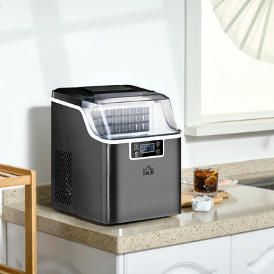HOMCOM 3.2L Compact Ice Machine, with LCD Screen and Accessories - Black 