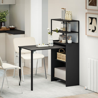 HOMCOM Folding Shelf and Work Table - Black 