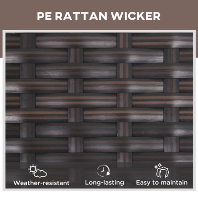 Outsunny 3 Pieces PE Rattan Patio Lounge Chair Set, Outdoor Recliner Lounge Chairs with Wheels, for Outside with Cushions, Headrest, Coffee Table for Garden, Poolside, Brown 