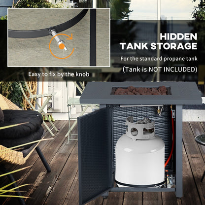 Outsunny 71 x 71cm 40000 BTU Gas Firepit Table - Black/Dark Grey 