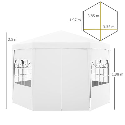 Outsunny 4 m Party Tent Wedding Gazebo Outdoor Waterproof PE Canopy Shade with 6 Removable Side Walls 