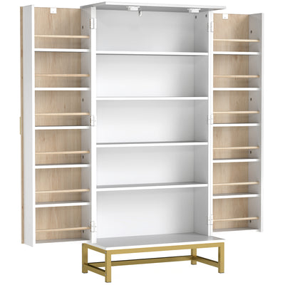 HOMCOM 119.5 cm Kitchen Cupboard, Freestanding Kitchen Cabinet with Double Doors, 5 Tiers, 12 Spice Racks, White 