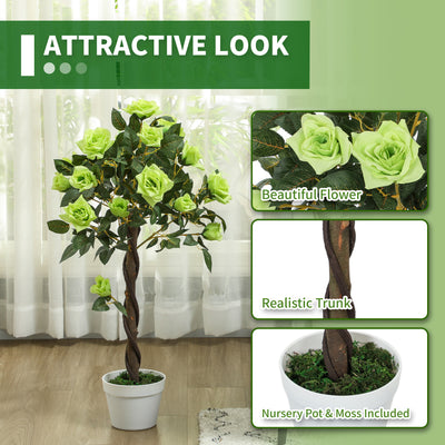 Outsunny Set of Two Faux Rose Trees - Green 