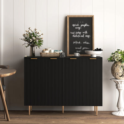 HOMCOM Sideboard Buffet Cabinet, Modern Kitchen Storage Cabinet with 4 Doors and Adjustable Shelves Black 