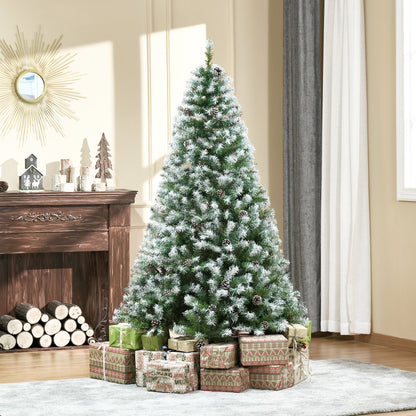 HOMCOM 6FT Artificial Christmas Tree with Pine Cones, Holiday Home Xmas Decoration Automatic Open, Green 