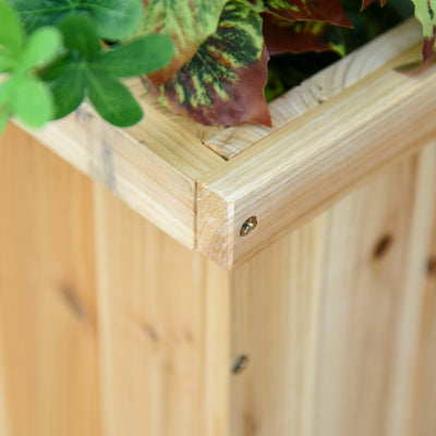Outsunny 37L Wooden Garden Planter & Bench Combination Garden Raised Bed Patio Park Natural 176 x 38 x 40 cm 