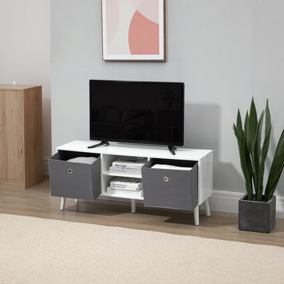 HOMCOM TV Cabinet Stand Unit for TVs up to 50'' with Foldable Drawers, Entertainment Centre for Living Room White 