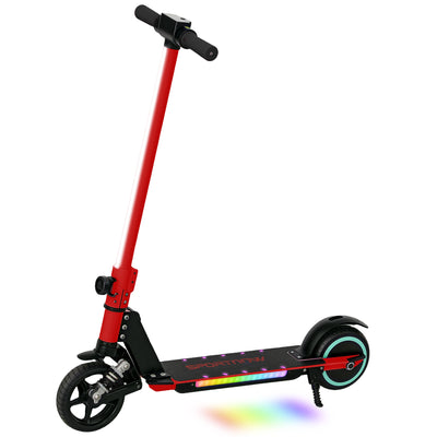 SPORTNOW Folding Electric Scooter for Kids Age 6-14 with Dual Brakes, Front Suspension, LED Colourful Lights and Display, 6.8kg Lightweight Aluminium E Scooter, Up to 14 KM/H & 6 KM, Red 