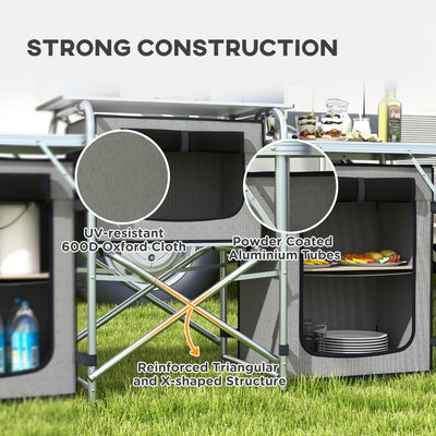 Outsunny Multi-Storage Portable Camping Kitchen, with Carry Bag 