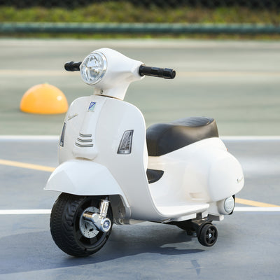 HOMCOM Vespa Licensed 6V Kids Electric Motorbike Ride On Motorcycle  Battery Powered for 18-36 Months with Horn Headlight White 