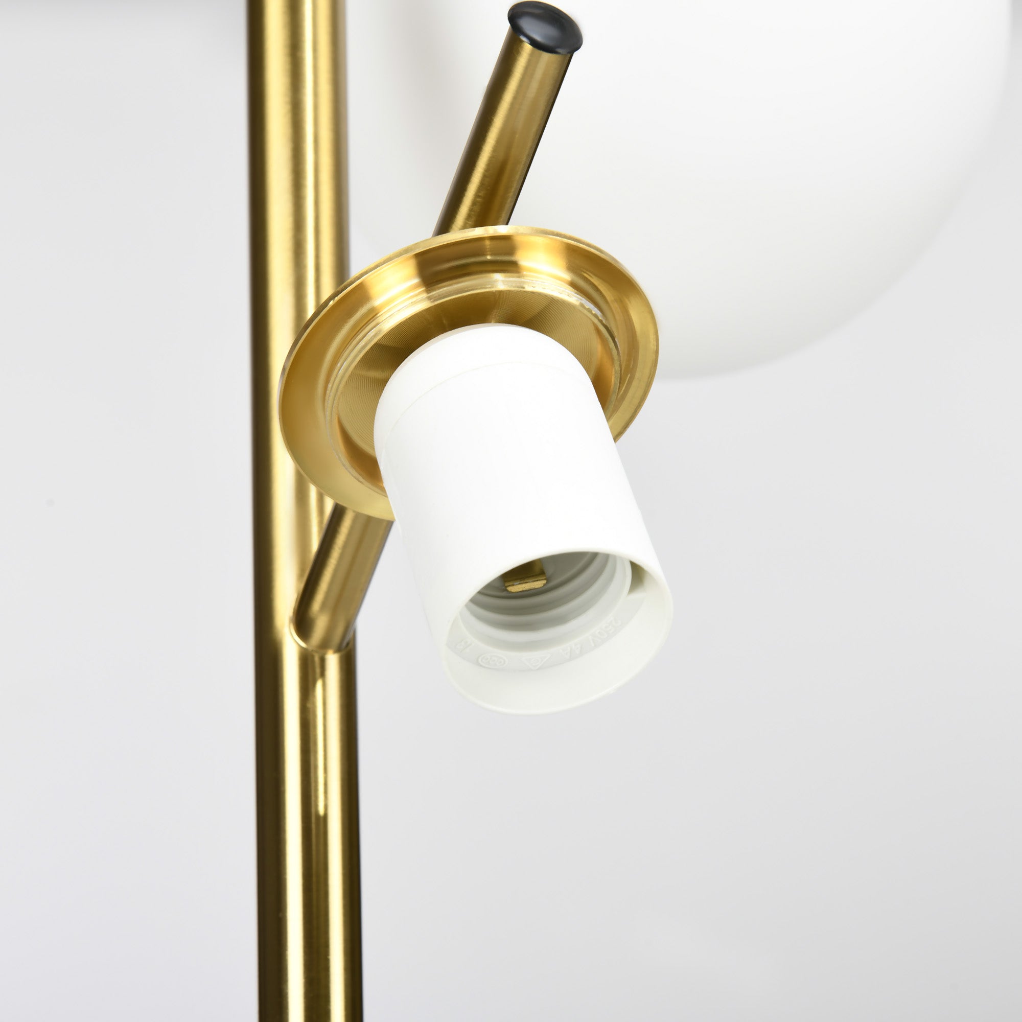HOMCOM 3-Light Tree Floor Lamps for Living Room, Modern Standing Lamp for Bedroom with Globe Lampshade, Steel Base, Bulb not Included, Gold Tone 